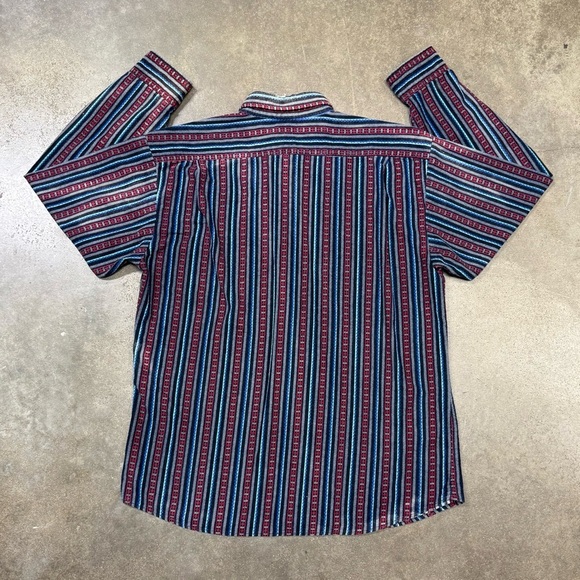 Vintage Ash Creek Trading Men’s Striped Flannel Shirt L Faded Distressed - Picture 4 of 9